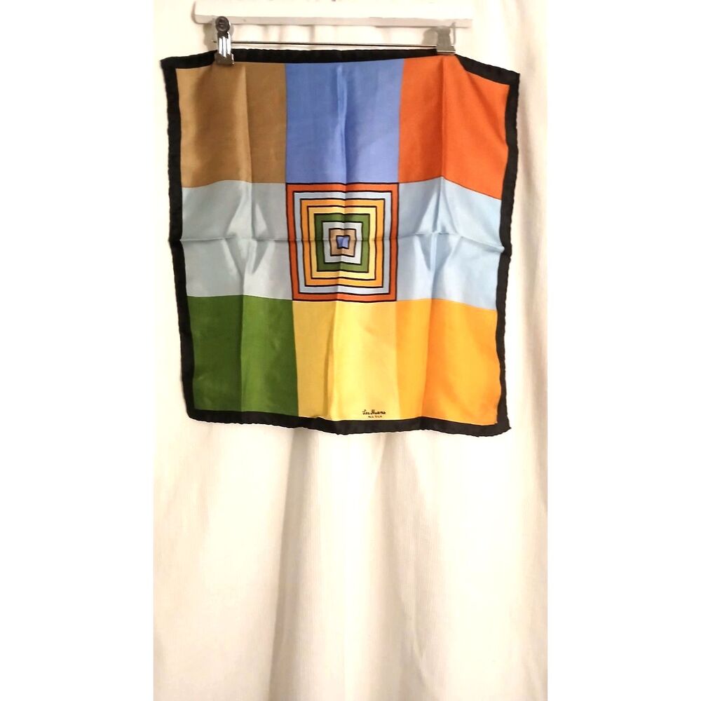 Vintage 70s Italian Silk Scarf- Imperial Paris “Les Moana” Geometric Mod Print